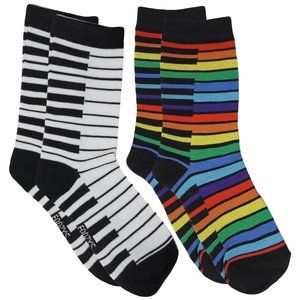 Piano Keys Notes Steinway Music Lesson Chords Songs Socks Foozys Women's 2 Pair